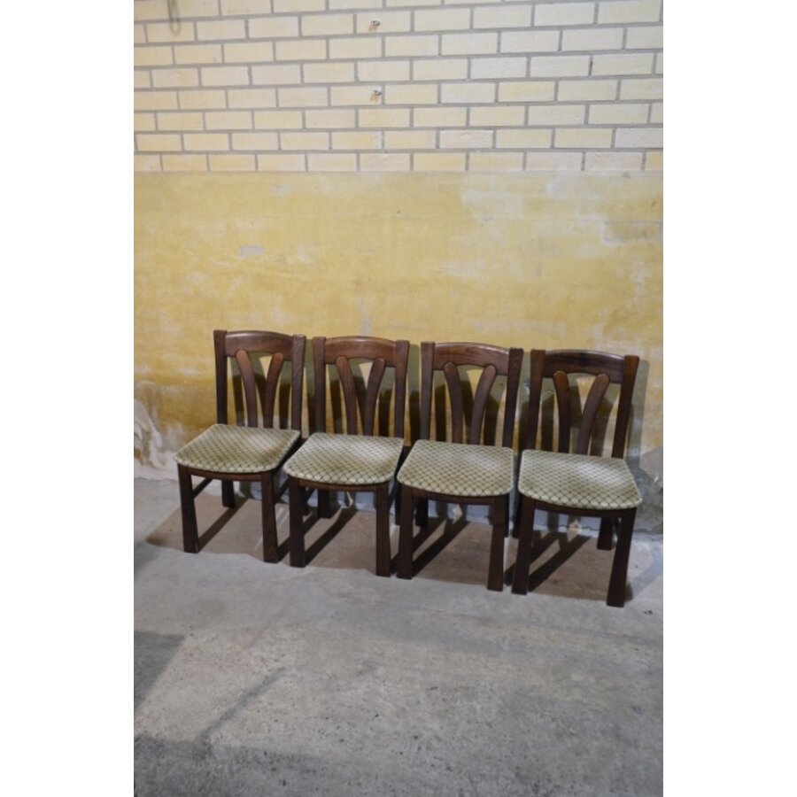 Set van 4 donker eiken keukenstoelen jaren 80-1