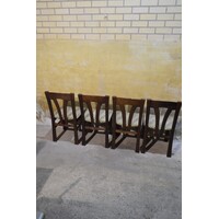 thumb-Set van 4 donker eiken keukenstoelen jaren 80-8