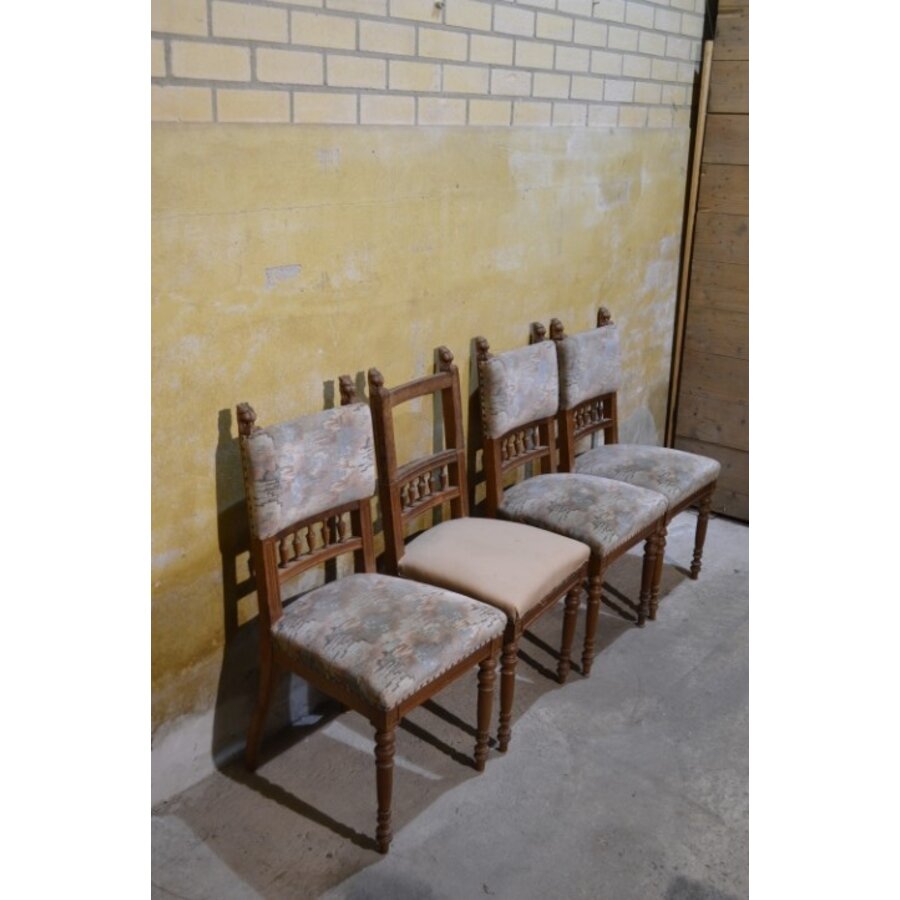 Set van 4 antieke Art Nouveau mahonie stoelen-1