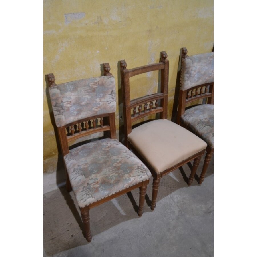 Set van 4 antieke Art Nouveau mahonie stoelen-2
