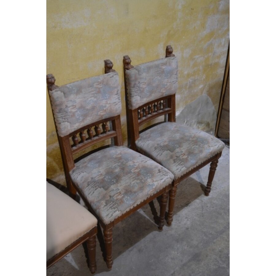 Set van 4 antieke Art Nouveau mahonie stoelen-3