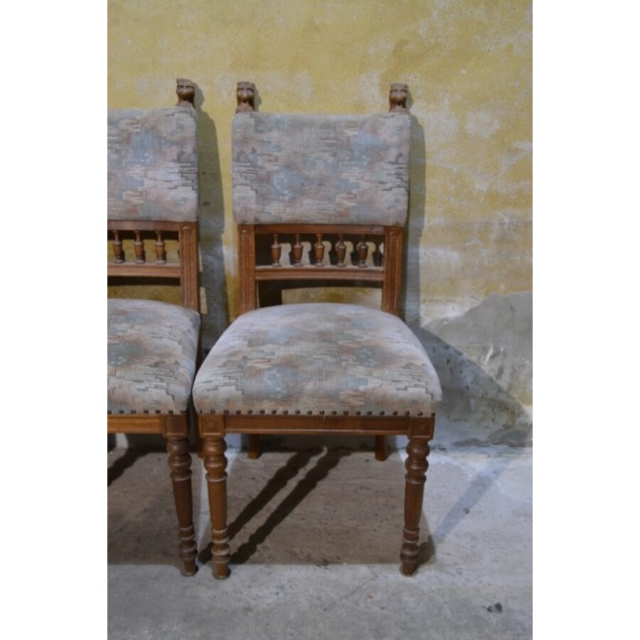 Set van 4 antieke Art Nouveau mahonie stoelen-6