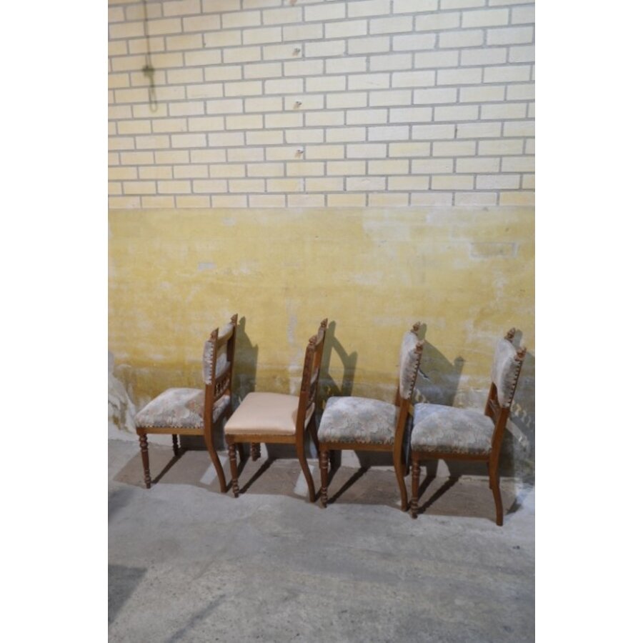 Set van 4 antieke Art Nouveau mahonie stoelen-7