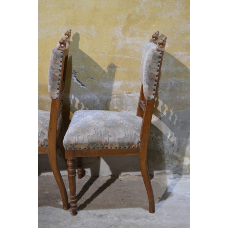 Set van 4 antieke Art Nouveau mahonie stoelen-8