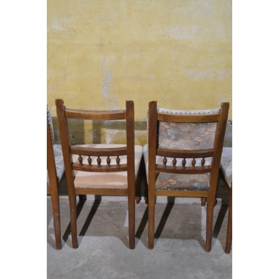 Set van 4 antieke Art Nouveau mahonie stoelen-10