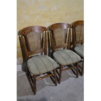 thumb-Set van 4 donker eiken brocante eetkamerstoelen-2