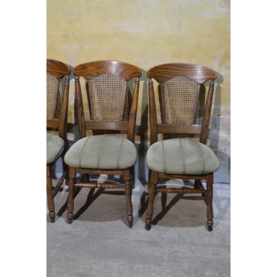 Set van 4 donker eiken brocante eetkamerstoelen-4