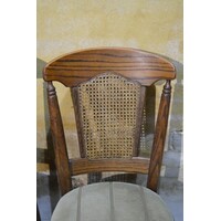 thumb-Set van 4 donker eiken brocante eetkamerstoelen-5