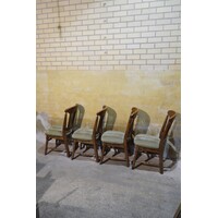 thumb-Set van 4 donker eiken brocante eetkamerstoelen-6