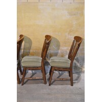 thumb-Set van 4 donker eiken brocante eetkamerstoelen-7