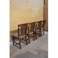 thumb-Set van 4 donker eiken brocante eetkamerstoelen-10