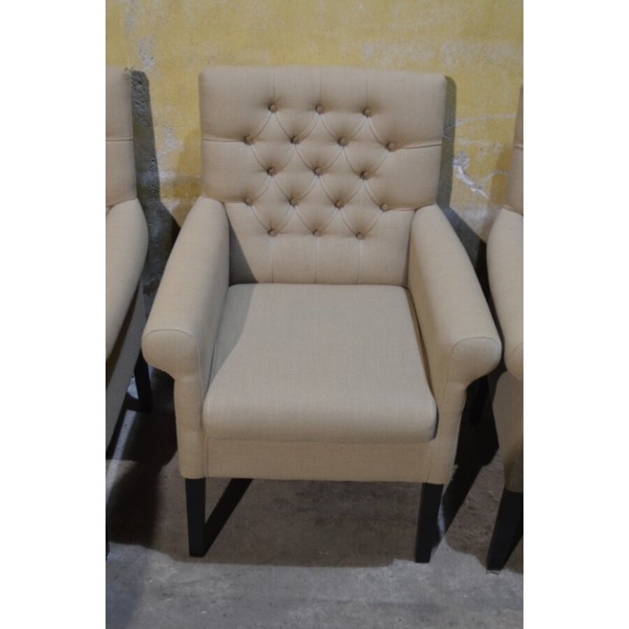 Set van 3 moderne armstoelen beige stof-3