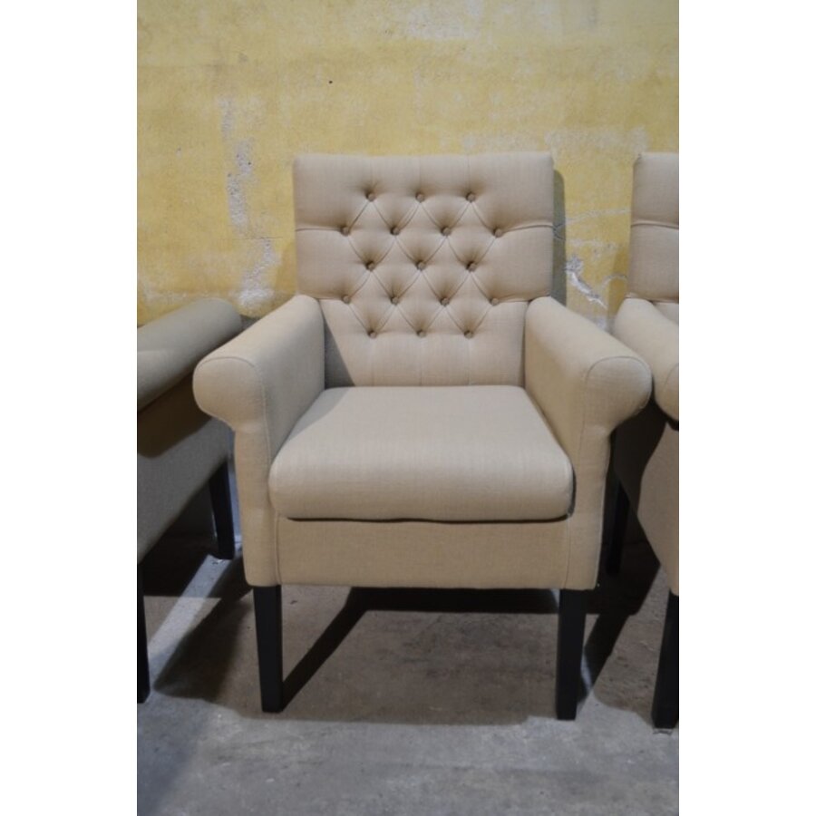 Set van 3 moderne armstoelen beige stof-6