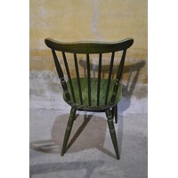 thumb-Groen gebeitste beukenhouten spijltjesstoel van Ton jaren 60-4