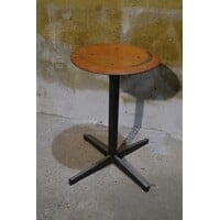 thumb-Vintage industriële schoolkruk van Galvanitas met houten zitting-1