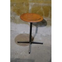 thumb-Vintage industriële schoolkruk van Galvanitas met houten zitting-2