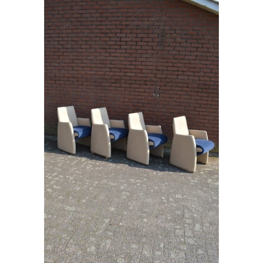 Set van 4 Newsity leren fauteuils soft zitting-2