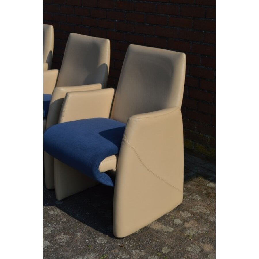 Set van 4 Newsity leren fauteuils soft zitting-5