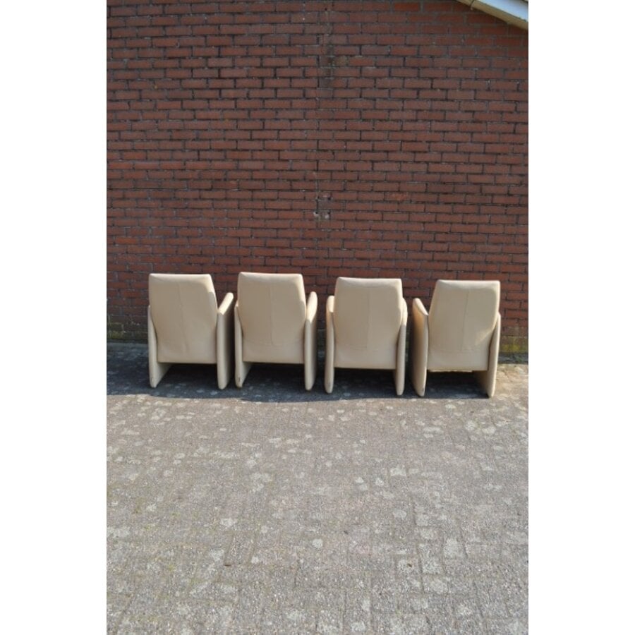 Set van 4 Newsity leren fauteuils soft zitting-6