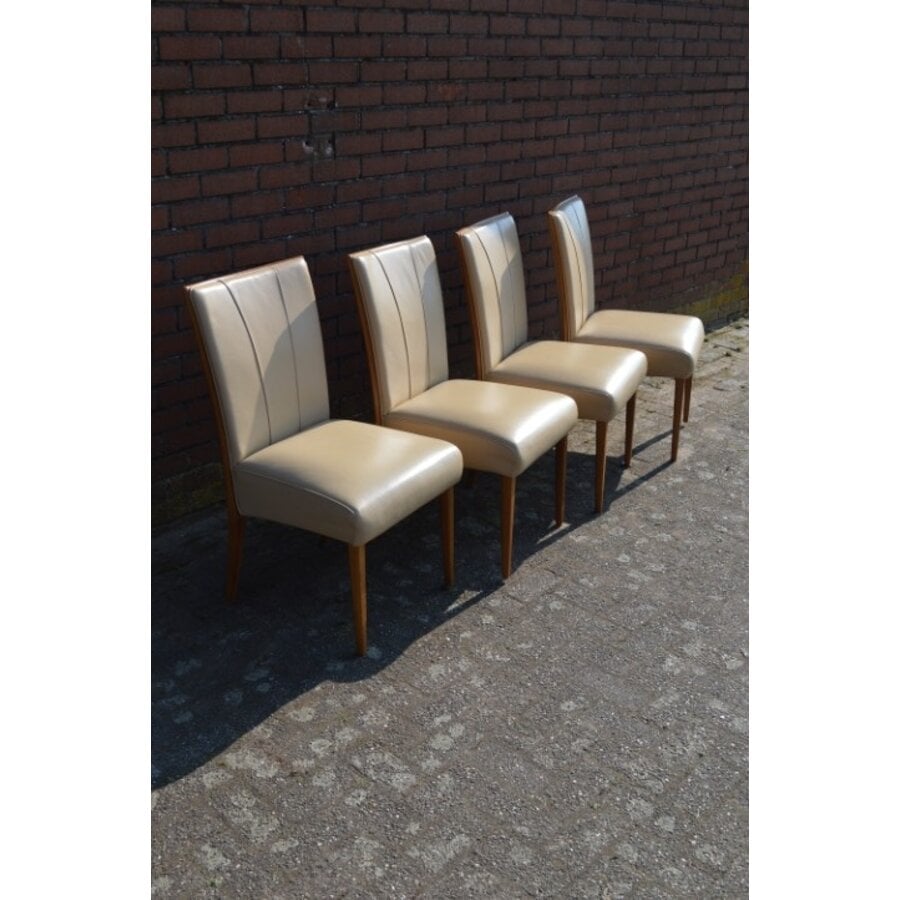 Set van 4 eiken eetkamerstoelen met kunstleer-1