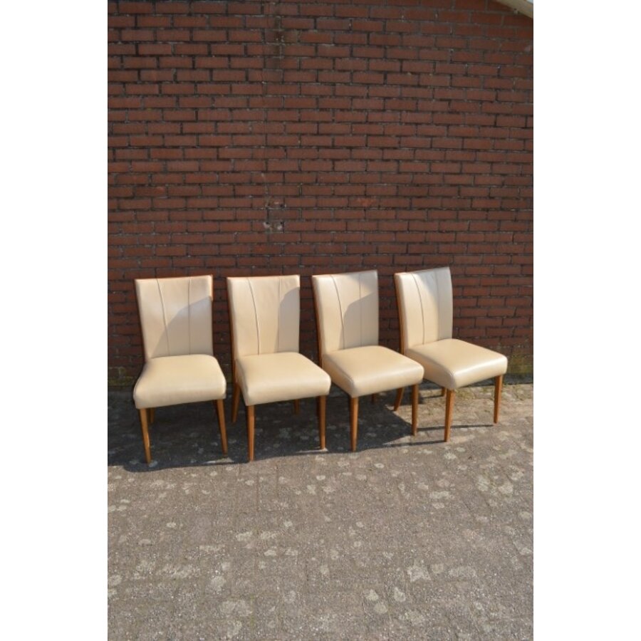 Set van 4 eiken eetkamerstoelen met kunstleer-2