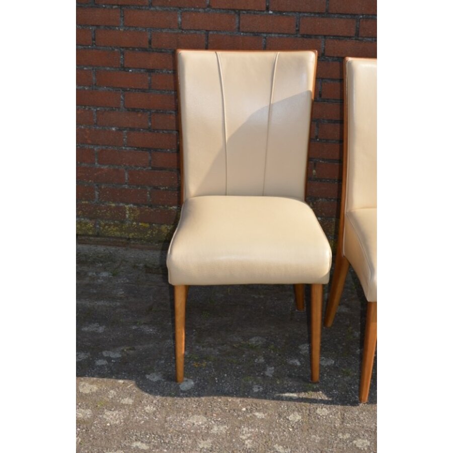 Set van 4 eiken eetkamerstoelen met kunstleer-3