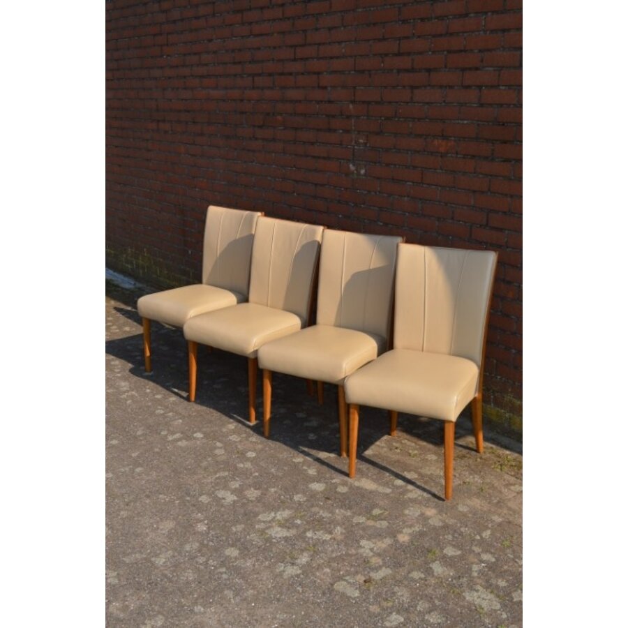 Set van 4 eiken eetkamerstoelen met kunstleer-4