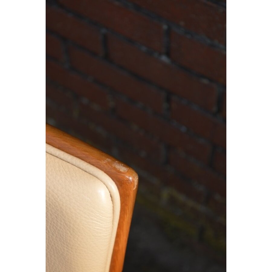 Set van 4 eiken eetkamerstoelen met kunstleer-6