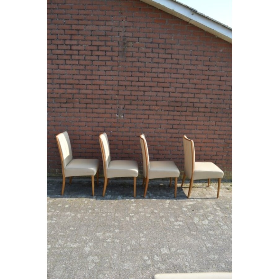 Set van 4 eiken eetkamerstoelen met kunstleer-7