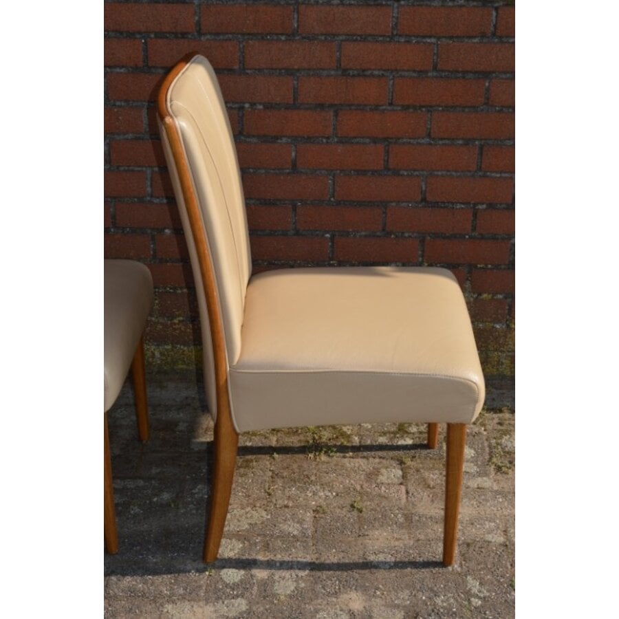 Set van 4 eiken eetkamerstoelen met kunstleer-8