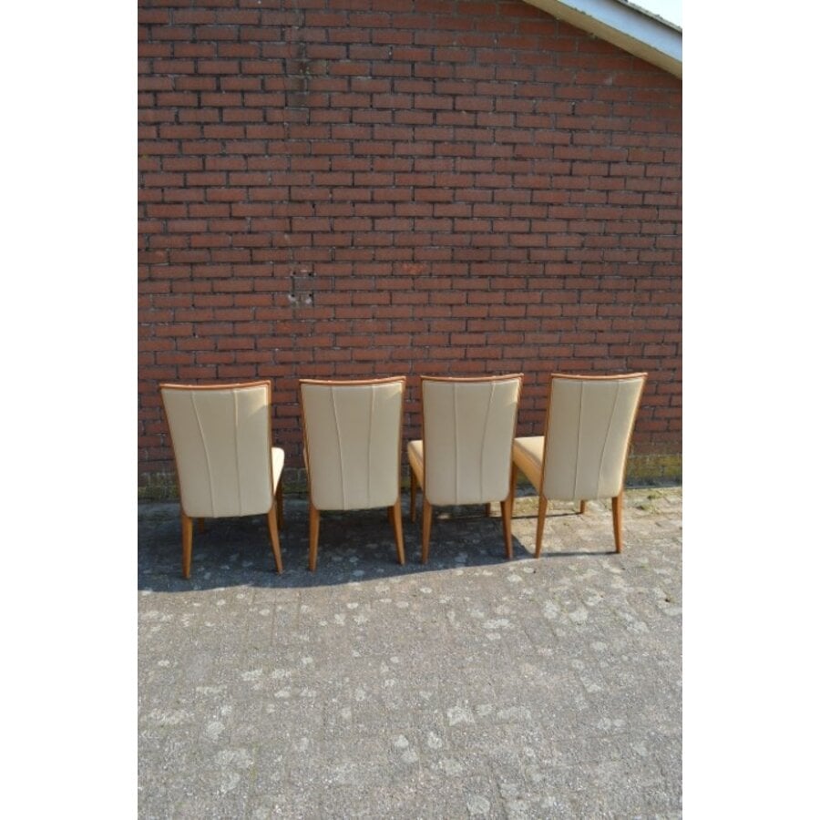 Set van 4 eiken eetkamerstoelen met kunstleer-9