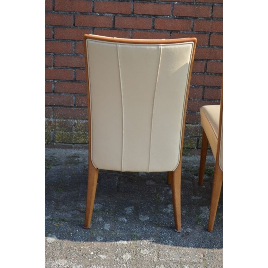 Set van 4 eiken eetkamerstoelen met kunstleer-10