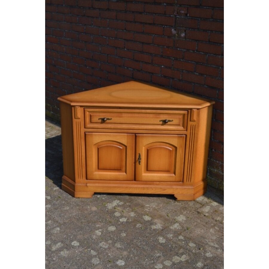 Patine blank eiken hoek tv kastje-3