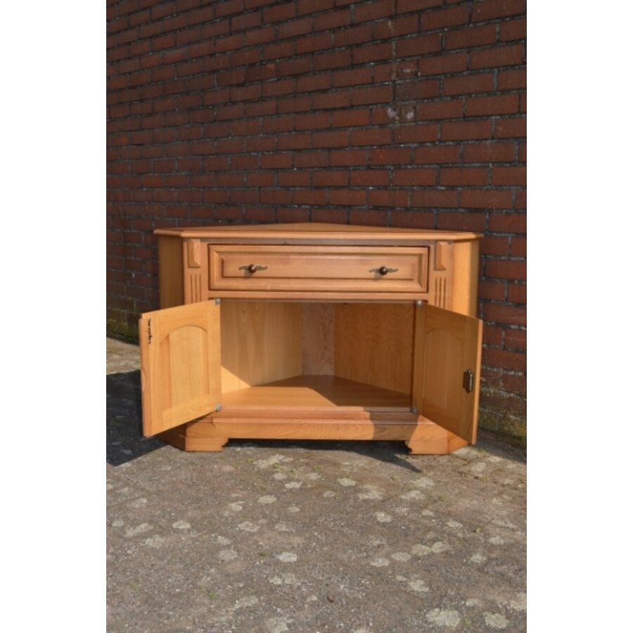 Patine blank eiken hoek tv kastje-4