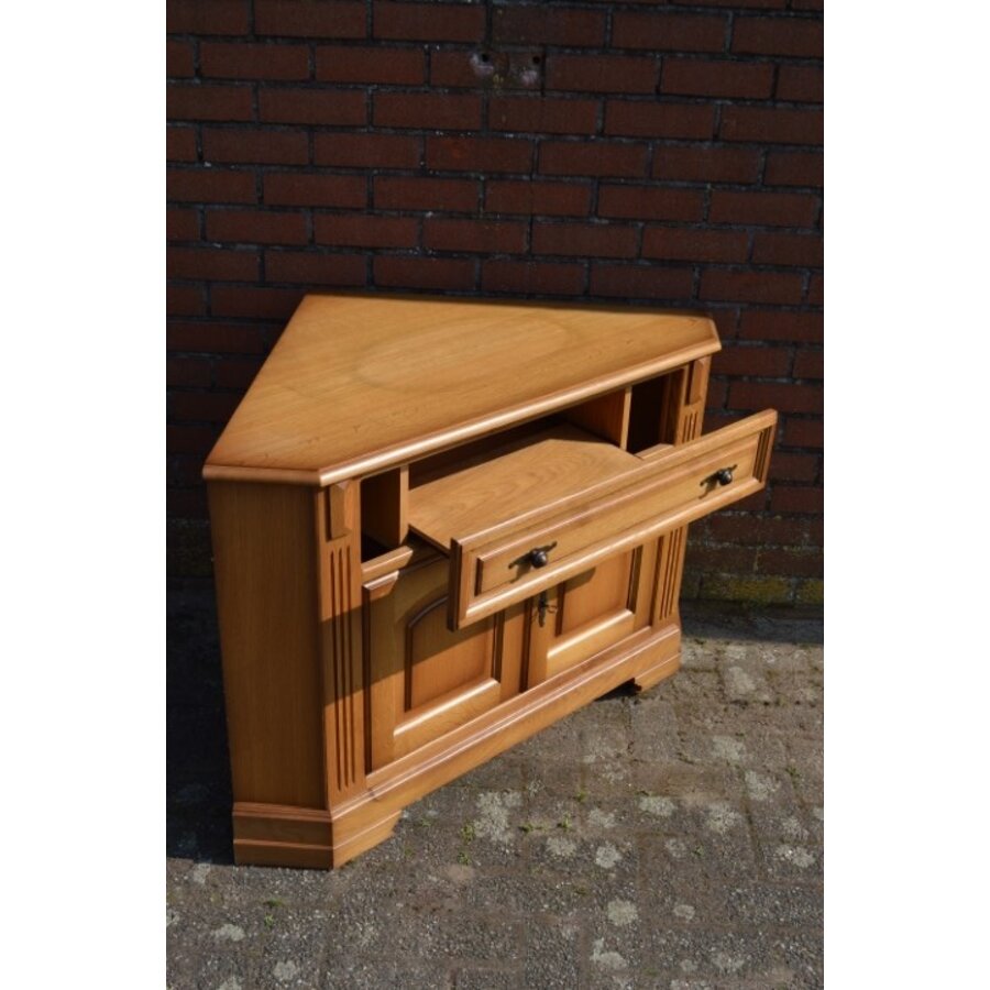 Patine blank eiken hoek tv kastje-7