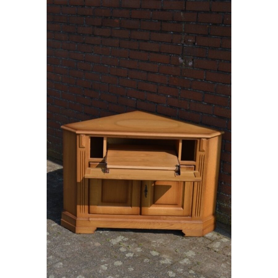 Patine blank eiken hoek tv kastje-8