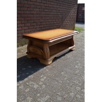 thumb-Massief eiken salontafel met lectuurplank-1