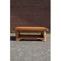 thumb-Massief eiken salontafel met lectuurplank-3