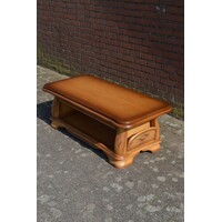 thumb-Massief eiken salontafel met lectuurplank-4