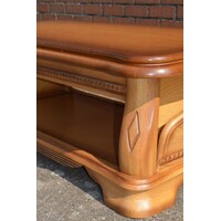 thumb-Massief eiken salontafel met lectuurplank-6