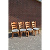 Blank eiken stoelen met stof 4x