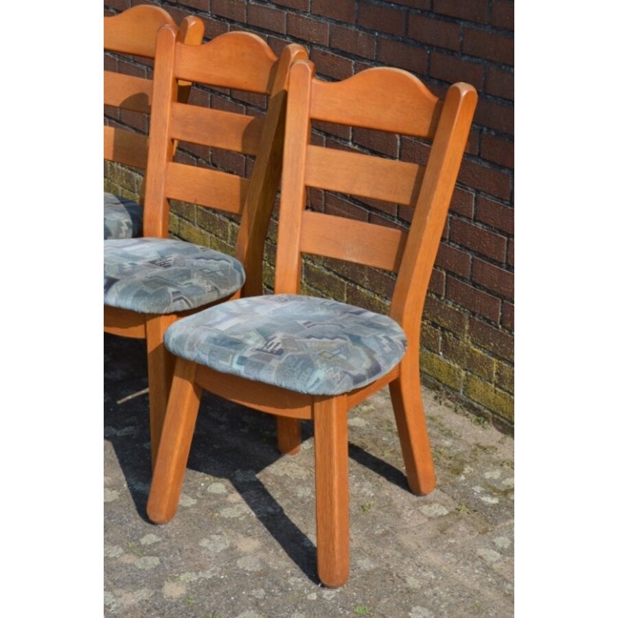 Set van 4 blank eiken stoelen met stoffen zitting-3