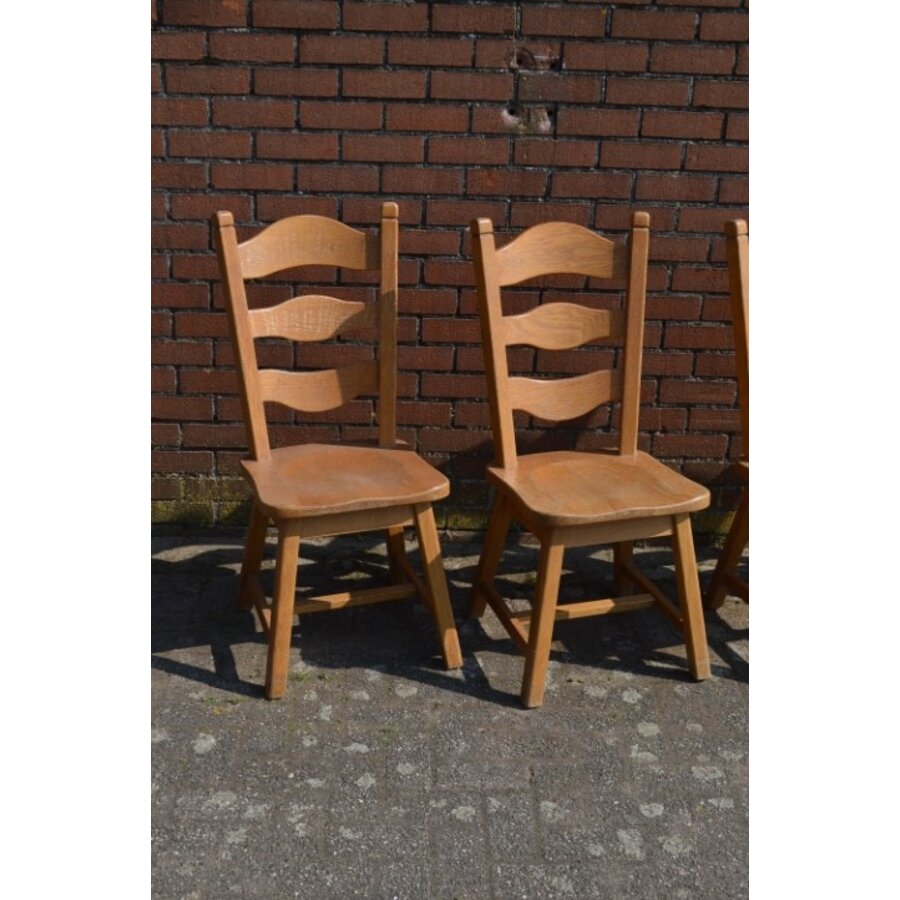 Set van 4 massief eiken eetkamerstoelen blank-2