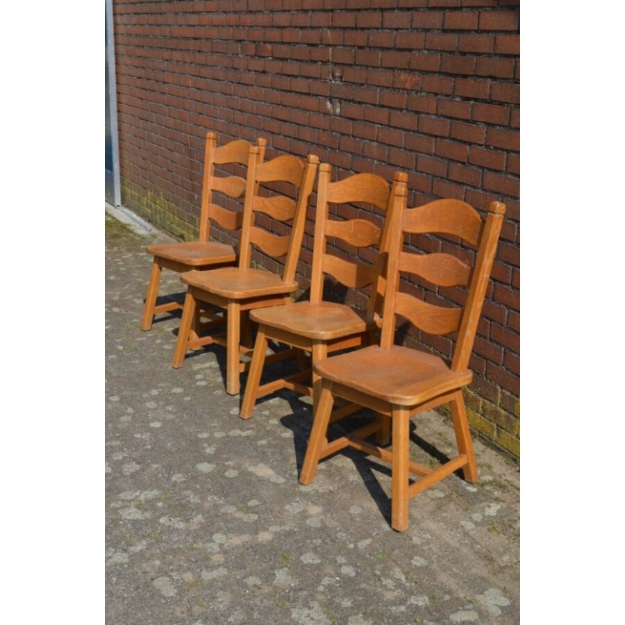 Set van 4 massief eiken eetkamerstoelen blank-3