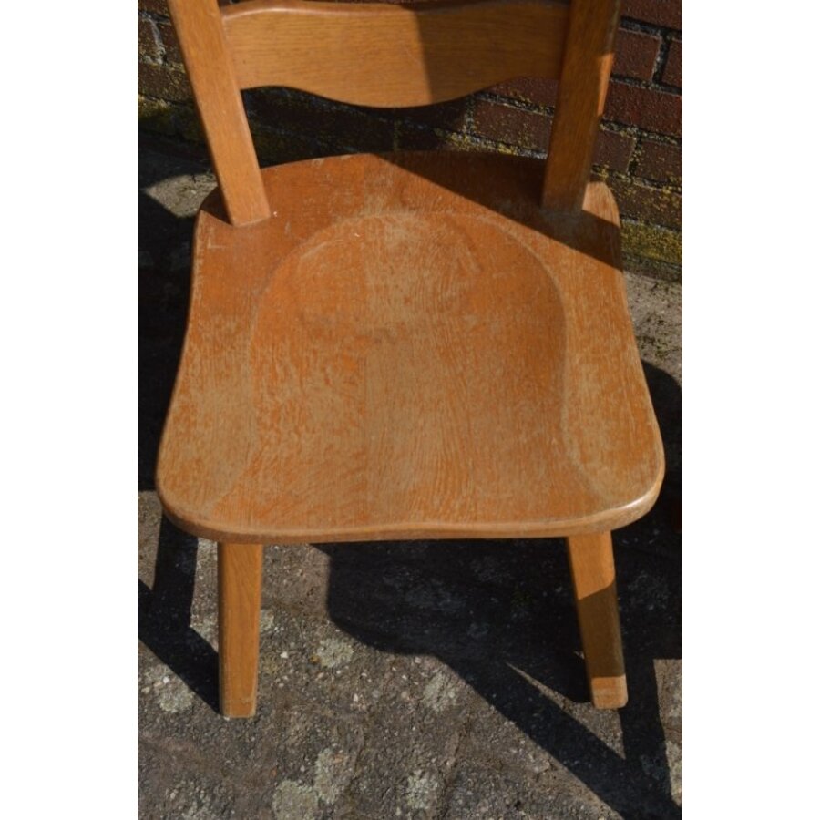 Set van 4 massief eiken eetkamerstoelen blank-4