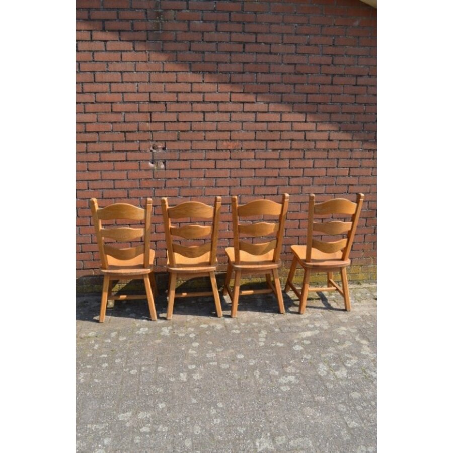 Set van 4 massief eiken eetkamerstoelen blank-6