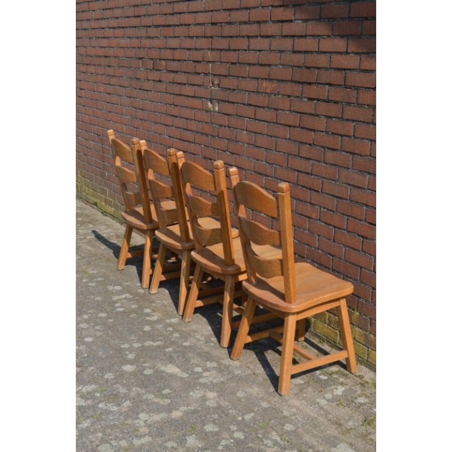 Set van 4 massief eiken eetkamerstoelen blank-8