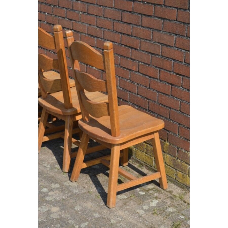 Set van 4 massief eiken eetkamerstoelen blank-9
