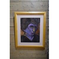 thumb-Schilderij van vrouw door Baukje Veltman in grenen lijst-1