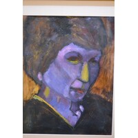 thumb-Schilderij van vrouw door Baukje Veltman in grenen lijst-2